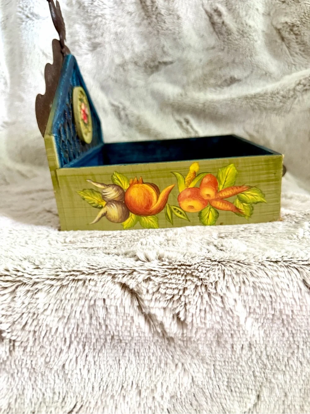 Tracy Porter Farmhouse Blue Teal Decorative Napkin Holder with Rooster Accent